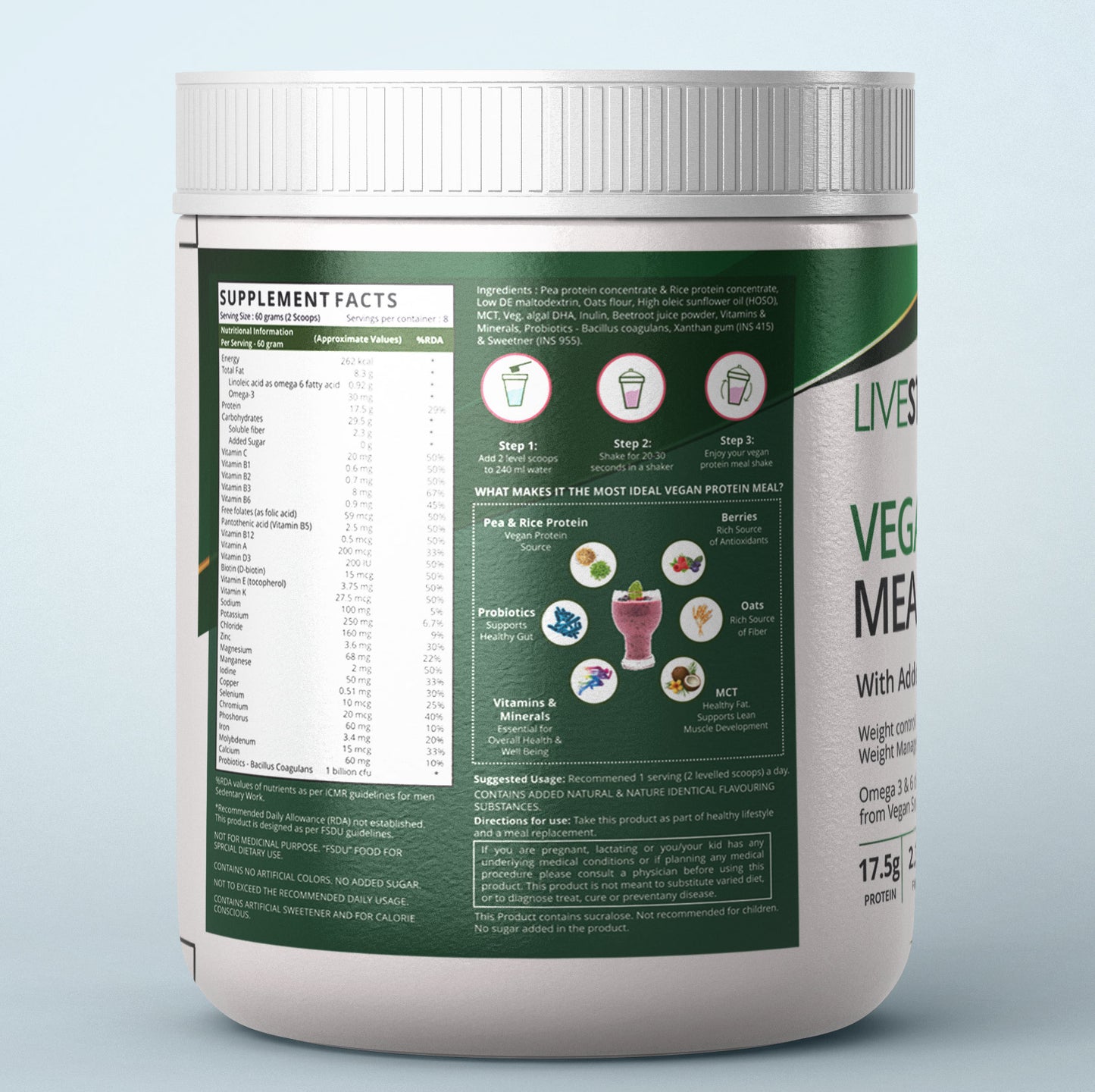 Vegan Plant Based Nutritional Meal Replacement Shake (Mixed Berry Flavour)