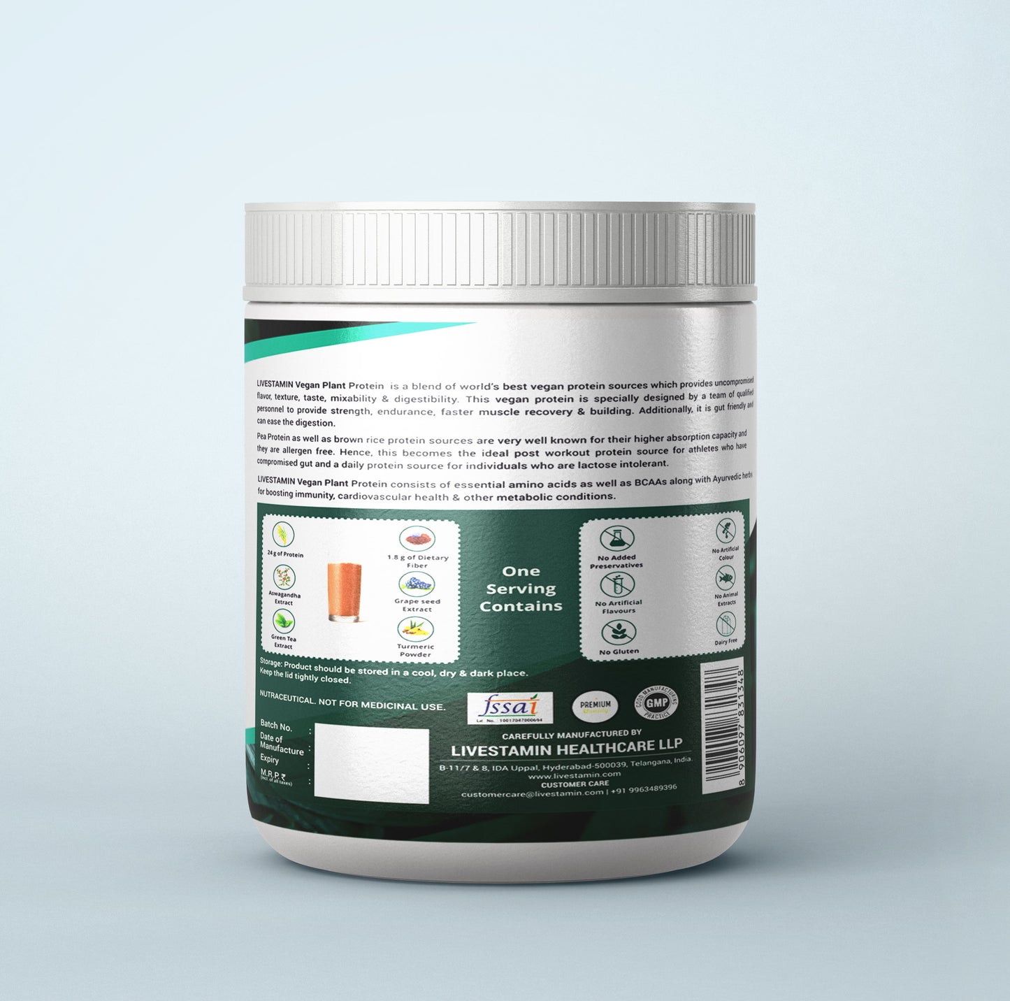 Vegan Plant Protein Powder (Pea & Brown Rice) Chocolate Flavour
