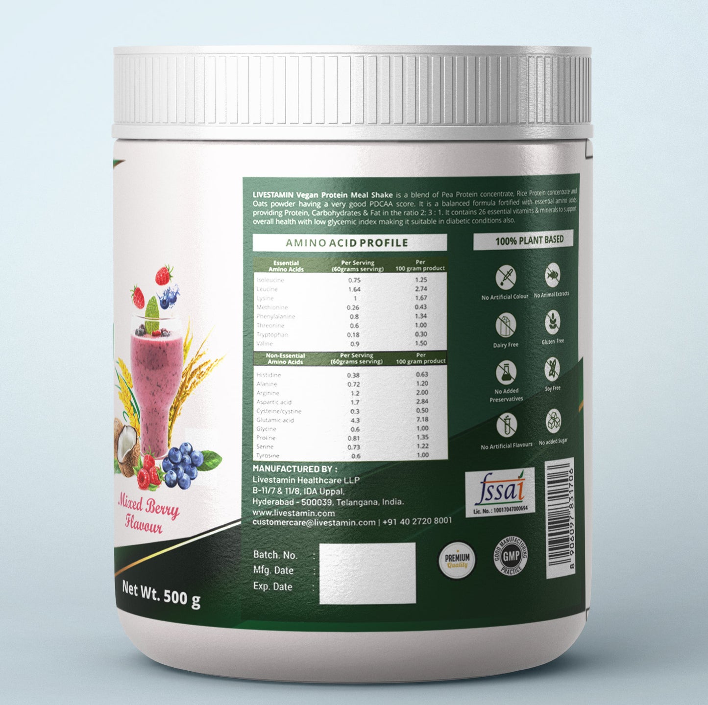 Vegan Plant Based Nutritional Meal Replacement Shake (Mixed Berry Flavour)