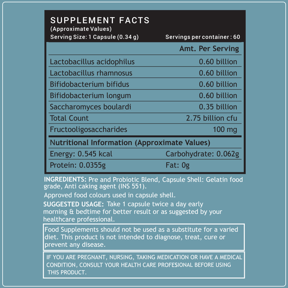 Pre & Probiotic 2.75 Billion CFU 60s non veg capsules